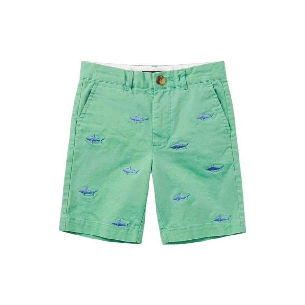 Elk American Classic Kids Green Blue Shark Embroidered Shorts Chino Boys Size 5